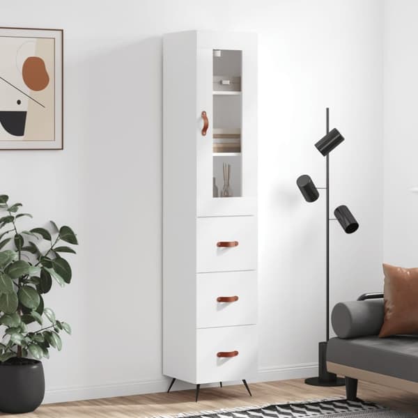 skab 34,5x34x180 cm konstrueret træ hvid