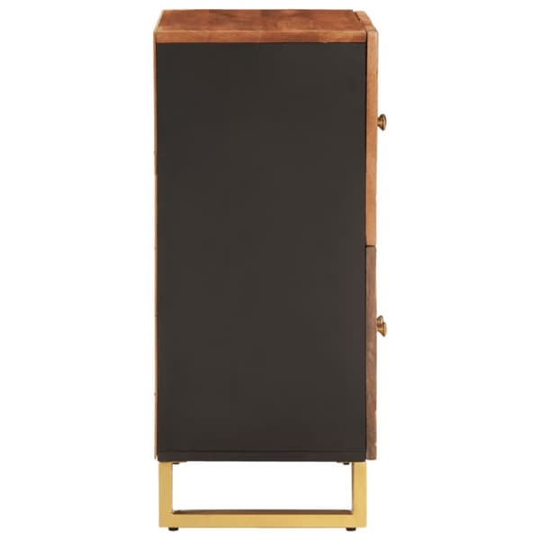 Sivukaappi ruskea ja musta 60x33,5x75 cm täysi mangopuu