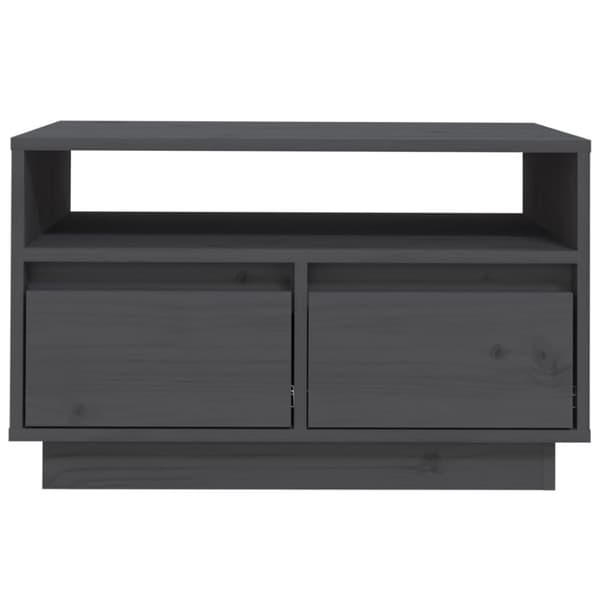Tv-bänk grå 60x35x37 cm massiv furu
