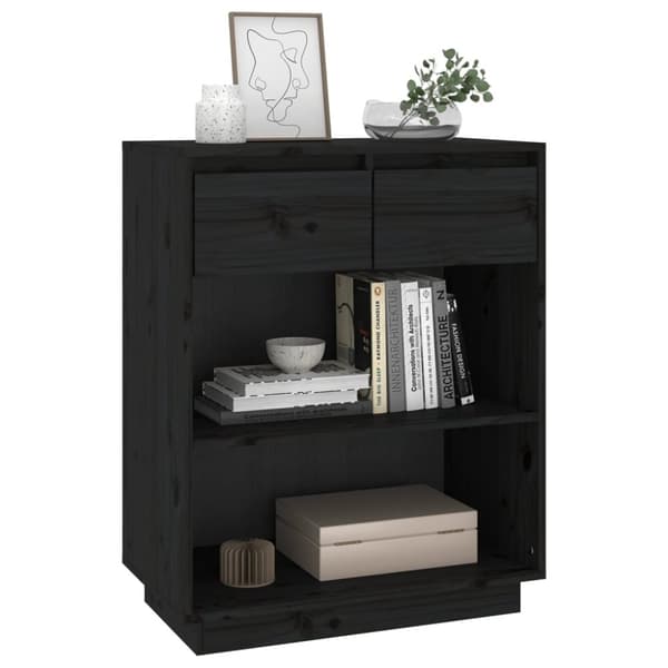 konsolskab 60x34x75 cm massivt fyrretræ sort
