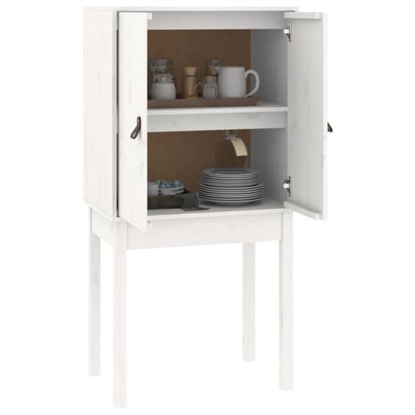 højskab 60x40x120 cm massivt fyrretræ hvid