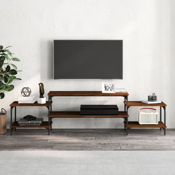 Tv-bänk brun ek 197x35x52 cm konstruerat trä