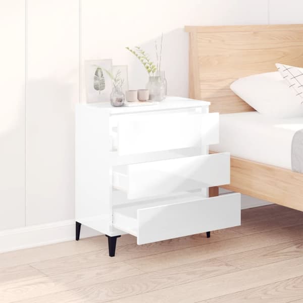 skænk 60x35x70 cm konstrueret træ hvid højglans