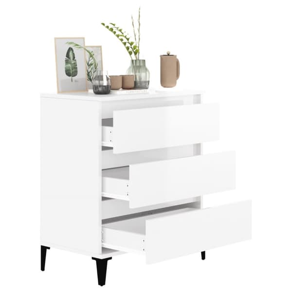 skænk 60x35x70 cm konstrueret træ hvid højglans