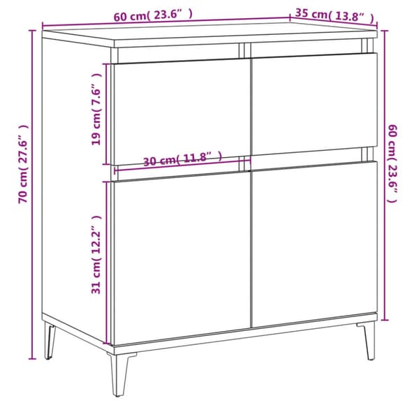 Senkki ruskea tammi 60x35x70 cm tekninen puu