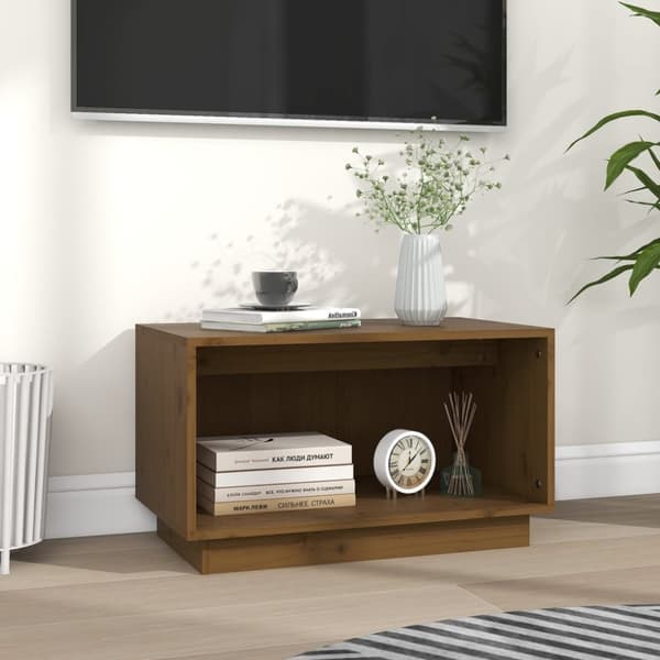 tv-bord 60x35x35 cm massivt fyrretræ gyldenbrun