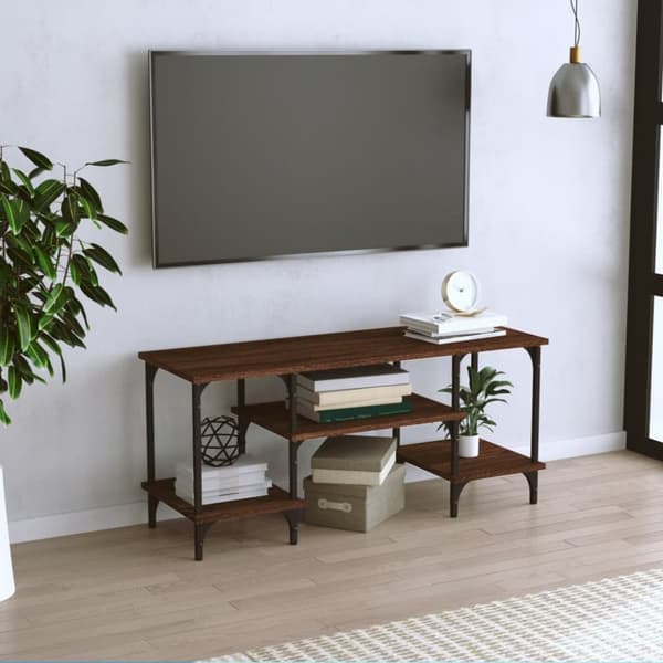 Tv-bänk brun ek 102x35x45,5 cm konstruerat trä