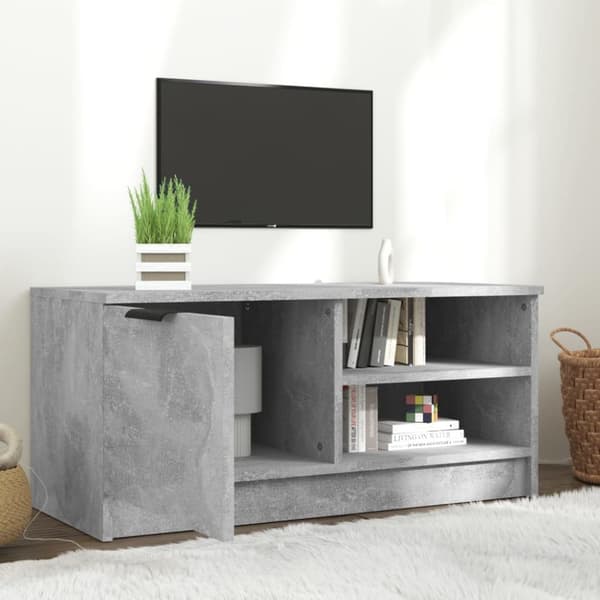tv-bord 80x35x36,5 cm konstrueret træ betongrå