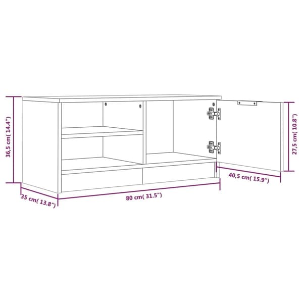 tv-bord 80x35x36,5 cm konstrueret træ betongrå