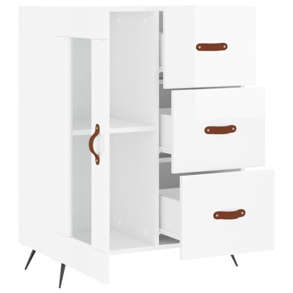 skænk 69,5x34x90 cm konstrueret træ hvid højglans