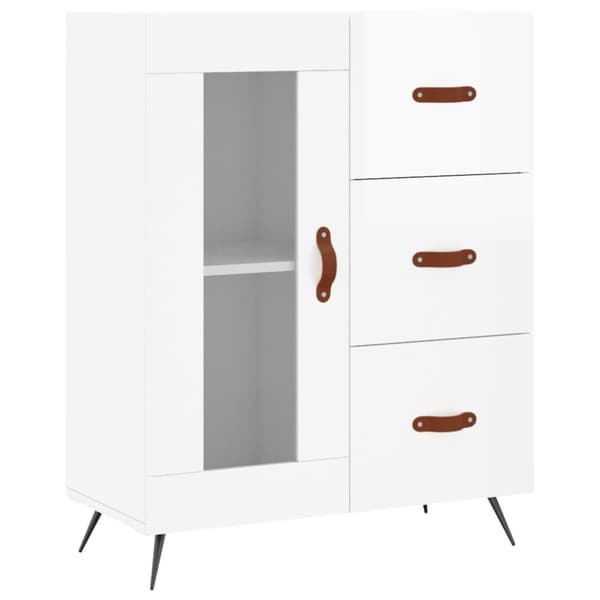 skænk 69,5x34x90 cm konstrueret træ hvid højglans