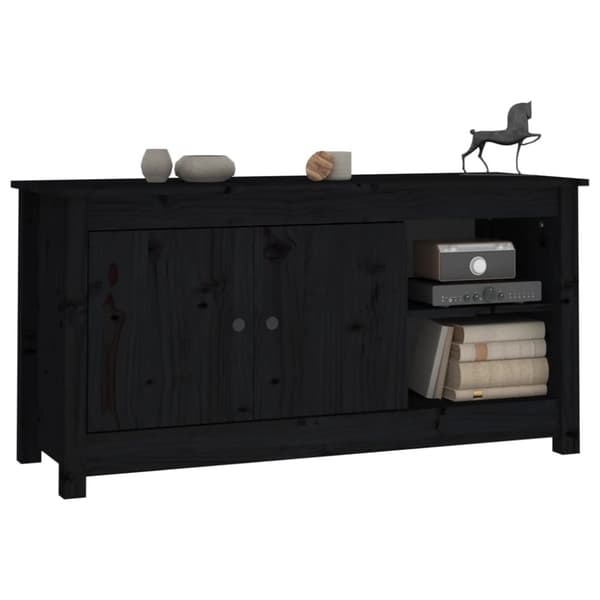 tv-bord 103x36,5x52 cm massivt fyrretræ sort