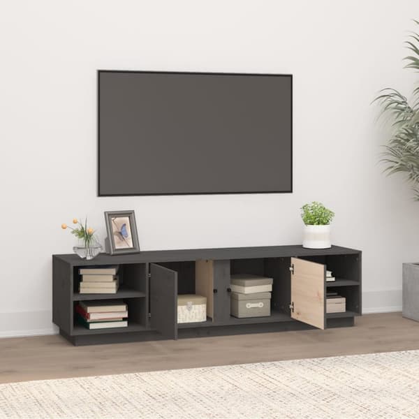 Tv-bänk grå 156x40x40 cm massiv furu