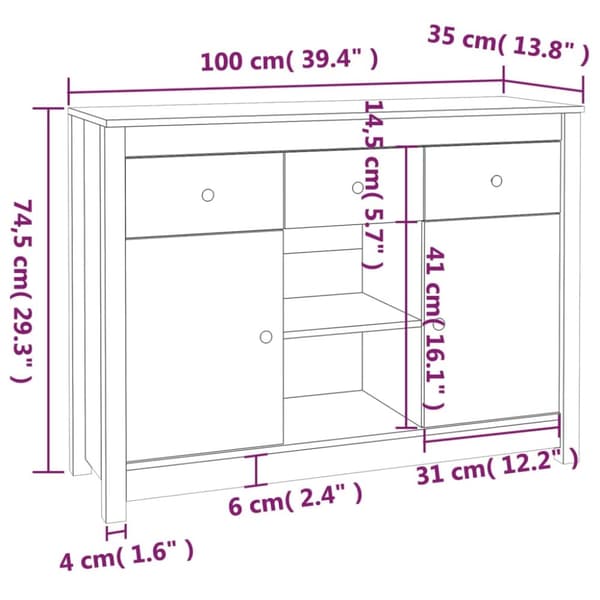 Senkki musta 100x35x74,5 cm täysi mänty