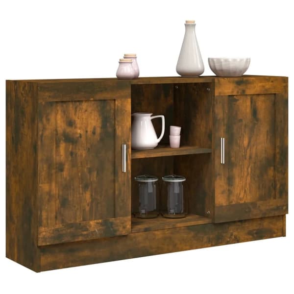 skænk 120x30,5x70 cm konstrueret træ røget egetræsfarve
