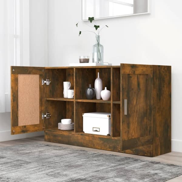 skænk 120x30,5x70 cm konstrueret træ røget egetræsfarve