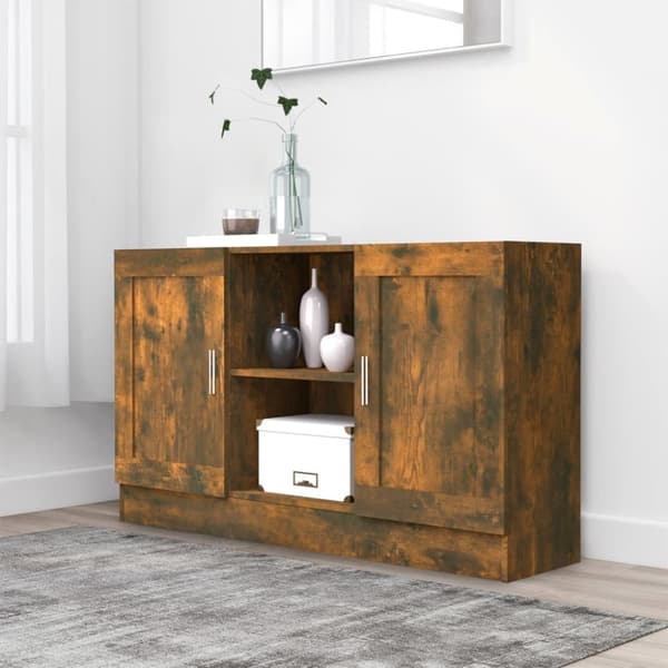 skænk 120x30,5x70 cm konstrueret træ røget egetræsfarve