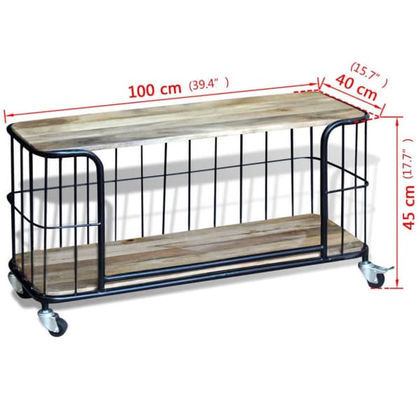tv-bord massivt mangotræ 100x40x45 cm