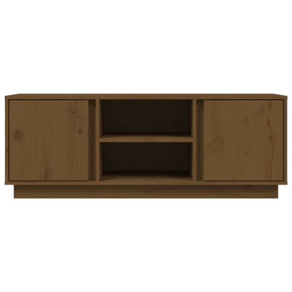 tv-bord 110x35x40,5 cm massivt fyrretræ gyldenbrun