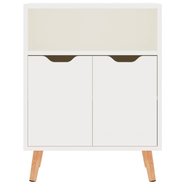 skænk 60x30x72 cm konstrueret træ hvid højglans
