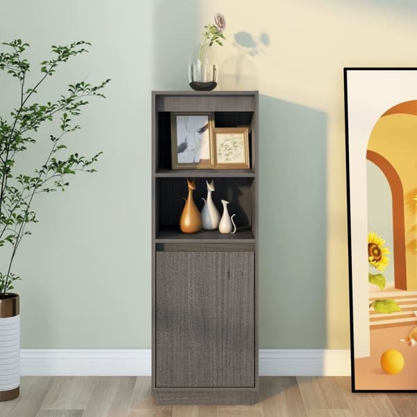 skænk 37x34x110 cm massivt fyrretræ grå