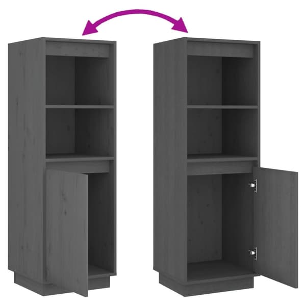 skænk 37x34x110 cm massivt fyrretræ grå