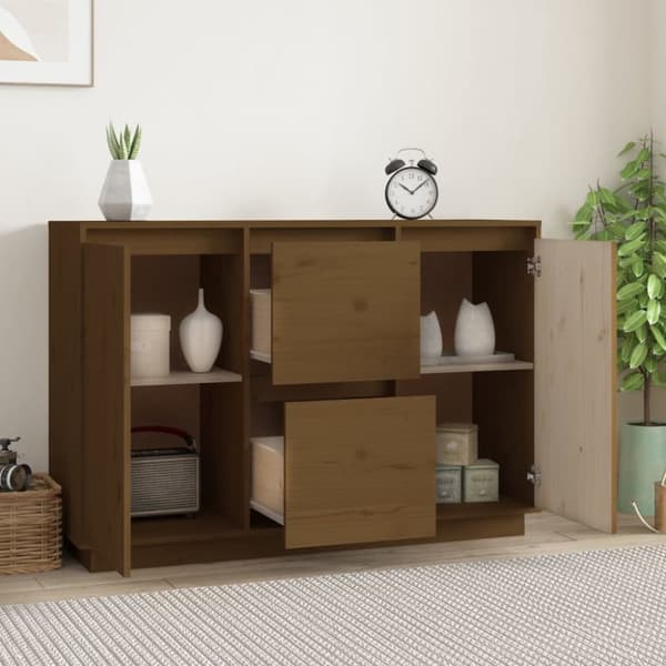 Skänk honungsbrun 111x34x75 cm massiv furu
