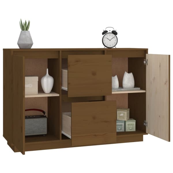 Skänk honungsbrun 111x34x75 cm massiv furu