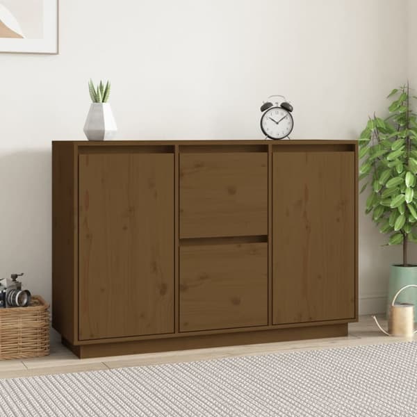 Skänk honungsbrun 111x34x75 cm massiv furu