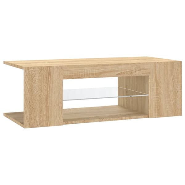 TV-bänk med LED-belysning sonoma-ek 90x39x30 cm