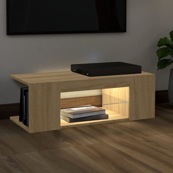 TV-bänk med LED-belysning sonoma-ek 90x39x30 cm