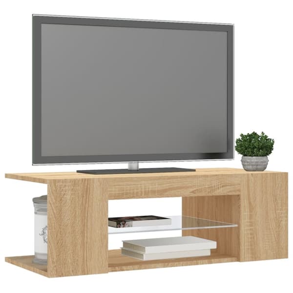 TV-bänk med LED-belysning sonoma-ek 90x39x30 cm