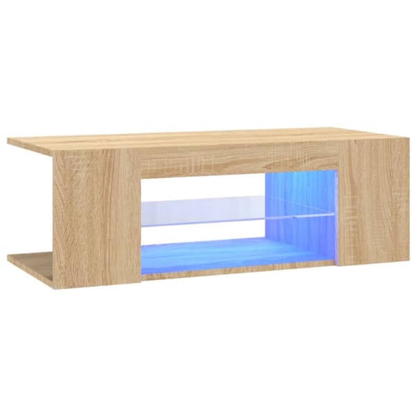 TV-bänk med LED-belysning sonoma-ek 90x39x30 cm