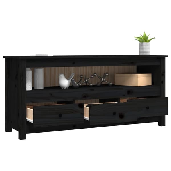 tv-bord 114x35x52 cm massivt fyrretræ sort
