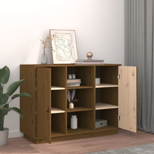 Skänk honungsbrun 100x40x75 cm massiv furu