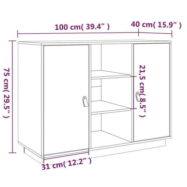 Skänk honungsbrun 100x40x75 cm massiv furu