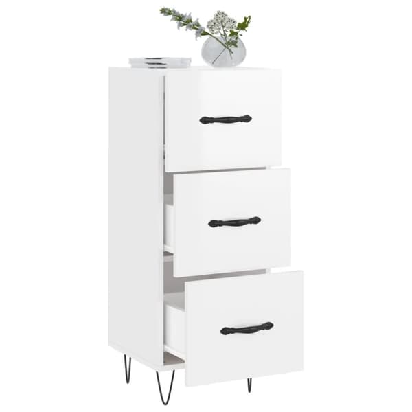 skænk 34,5x34x90 cm konstrueret træ hvid højglans