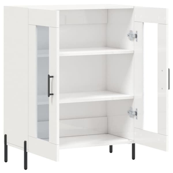 skænk 69,5x34x90 cm konstrueret træ hvid højglans