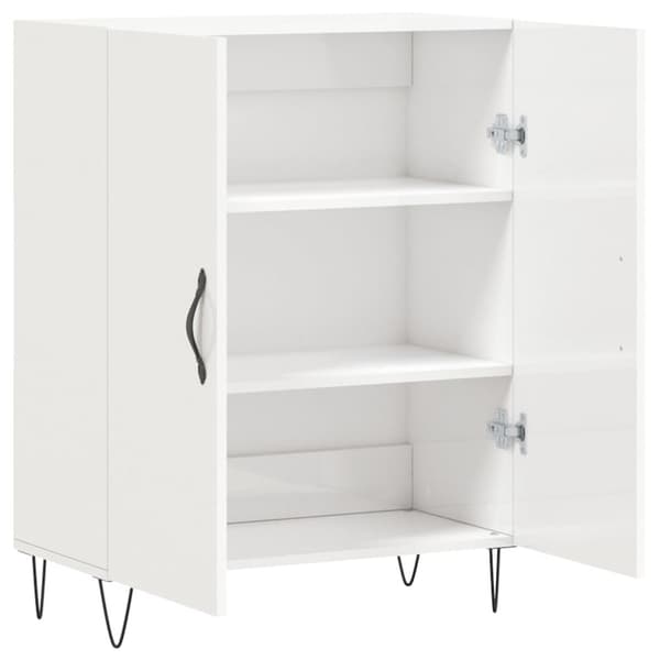 skænk 69,5x34x90 cm konstrueret træ hvid højglans