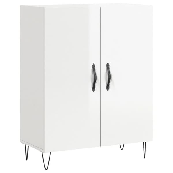 skænk 69,5x34x90 cm konstrueret træ hvid højglans