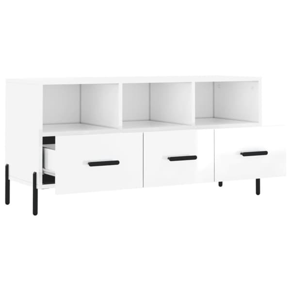 tv-bord 102x36x50 cm konstrueret træ hvid højglans
