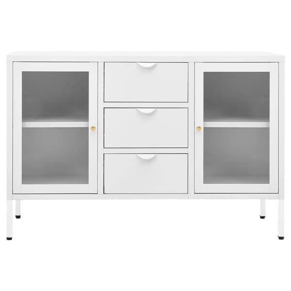 Skänk vit 105x35x70 cm stål och härdat glas