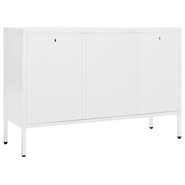 Skänk vit 105x35x70 cm stål och härdat glas