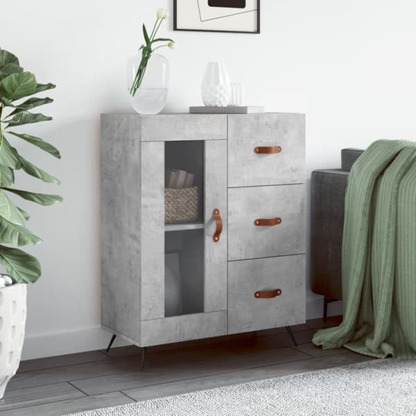 skænk 69,5x34x90 cm konstrueret træ betongrå