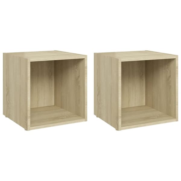 TV-tasot 2 kpl Sonoma-tammi 37x35x37 cm tekninen puu
