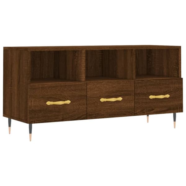 tv-bord 102x36x50 cm konstrueret træ brun egetræsfarve