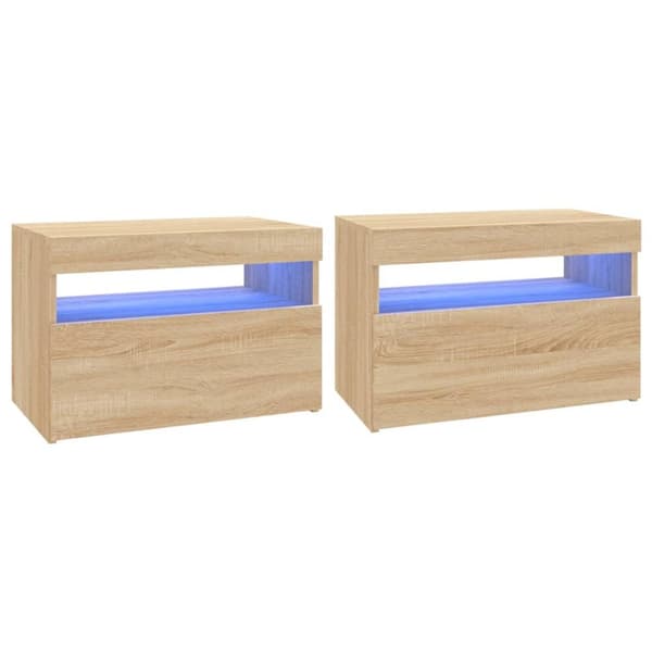 TV-bänk med LED-belysning 2 st sonoma-ek 60x35x40 cm