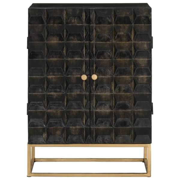 Senkki musta 55x34x75 cm täysi mangopuu ja rauta