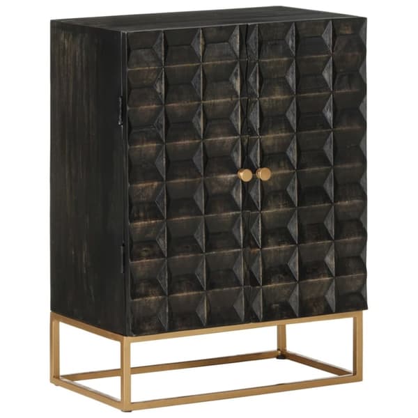 Senkki musta 55x34x75 cm täysi mangopuu ja rauta
