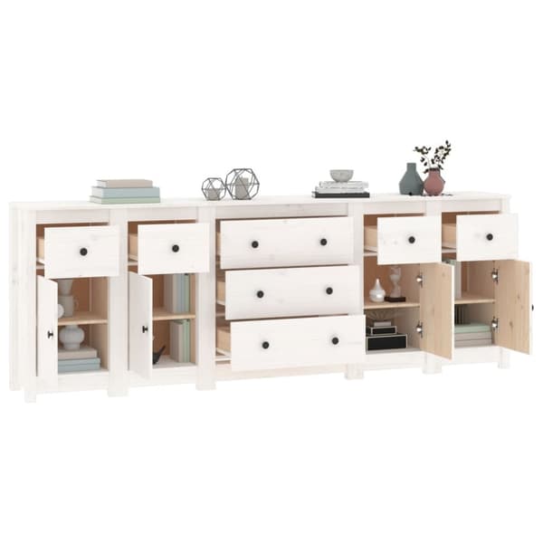 skænk 230x35x80 cm massivt fyrretræ hvid